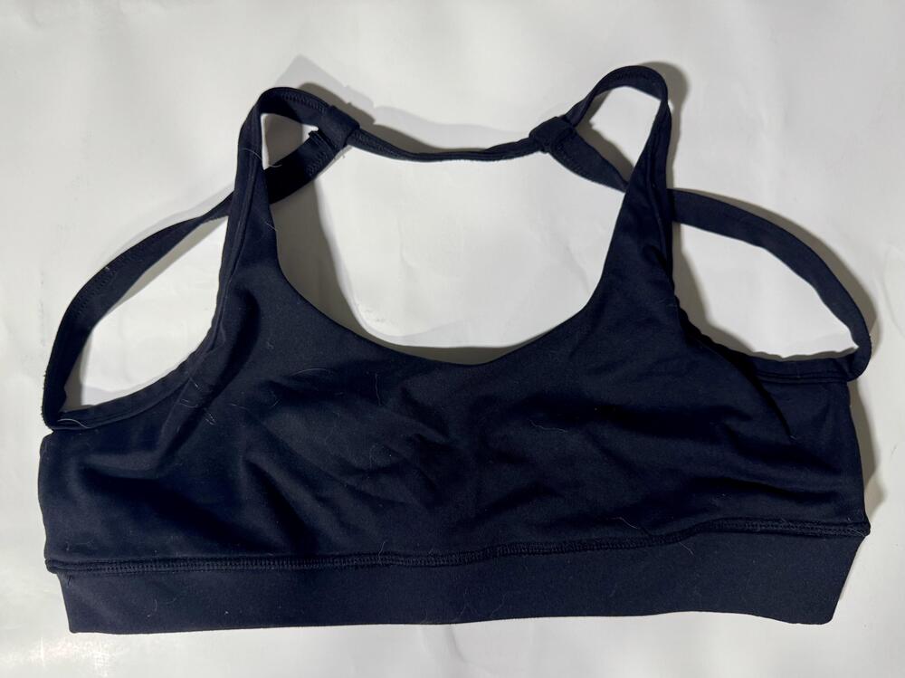 TYC Sports Bra Womens Large Black Nylon Spandex Strappy Athletic Workout Top
